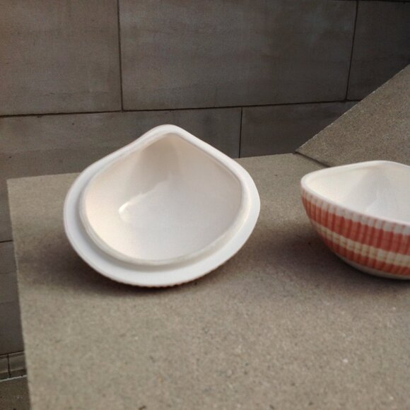 Fitz & Floyd Vanity Ceramic Box + Lid Peach Pink Mollusk Shell Coquille - Picture 10 of 16